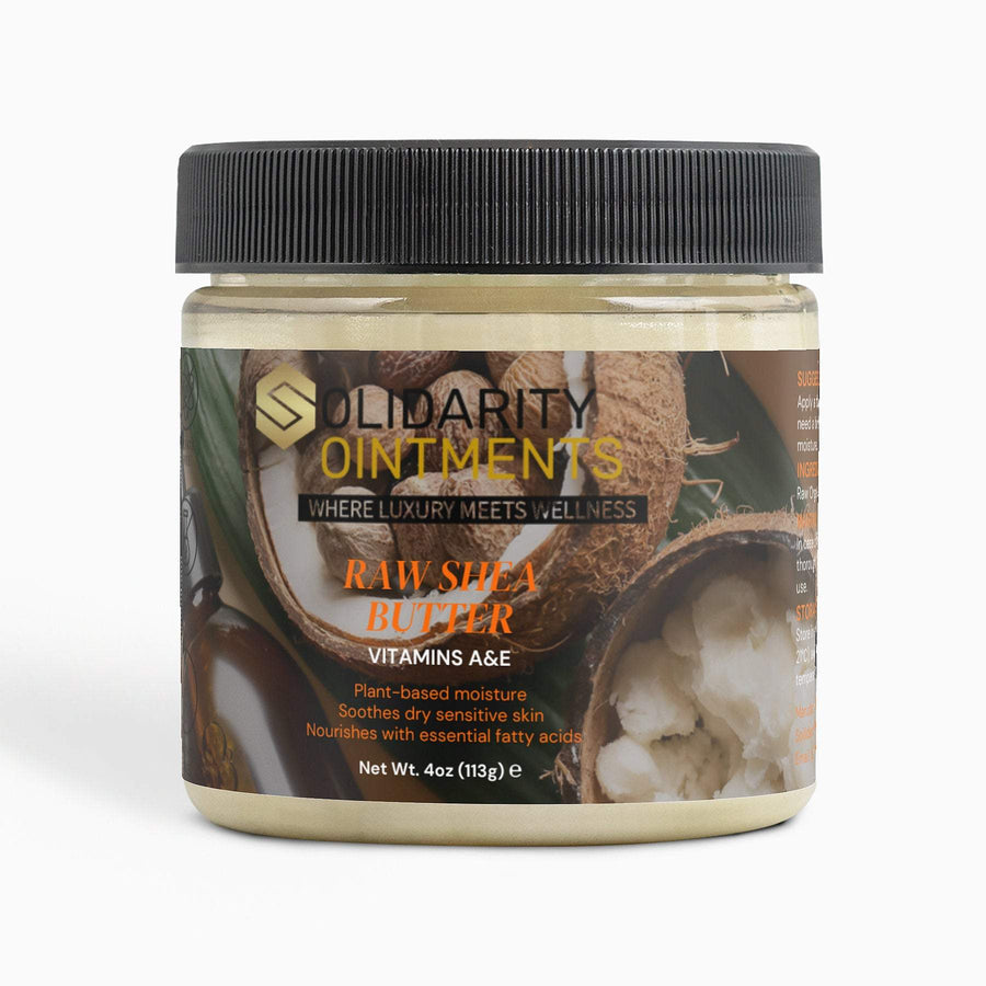 Organic Raw Shea Butter in a jar, 4 oz (113g); plant-based moisturizer for skin and hair; enriched with Vitamins A & E; vegan, cruelty-free, unrefined.