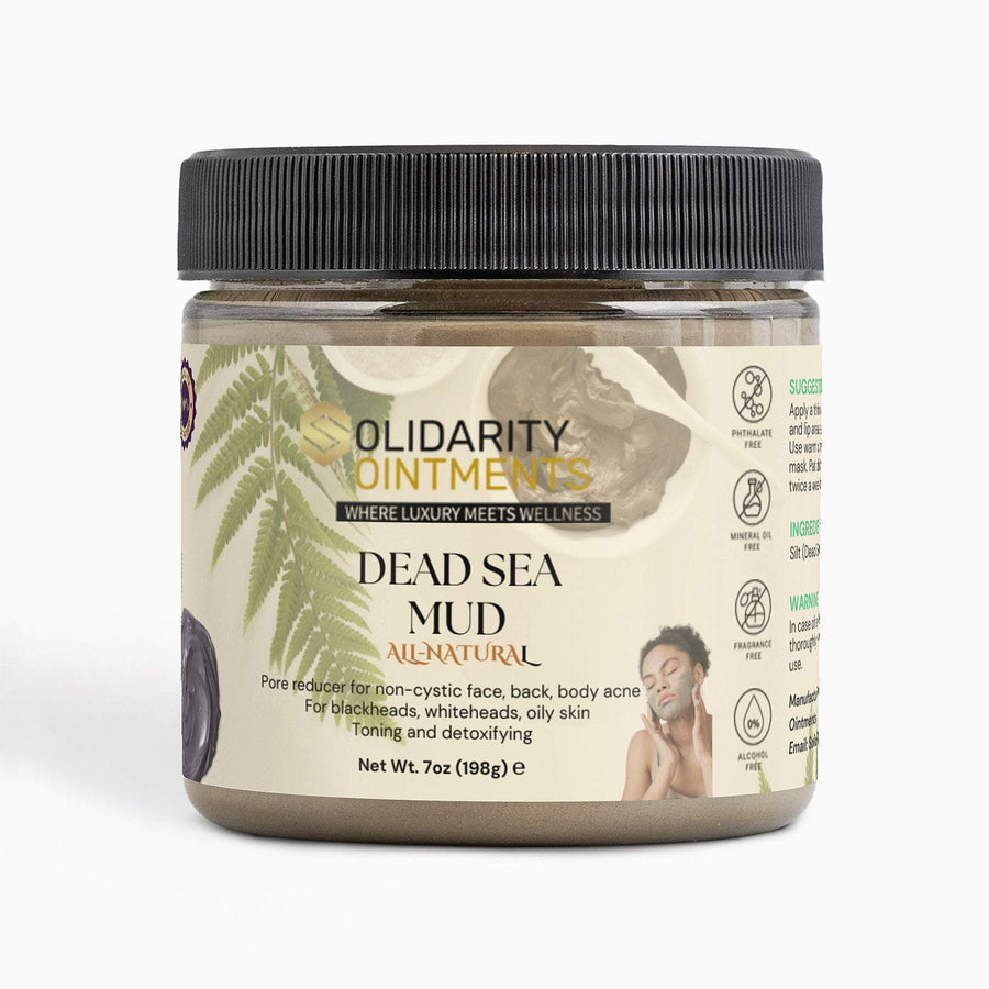 Dead Sea Mud jar for natural skincare, 198g, pore reducer for face and body, rich in minerals.