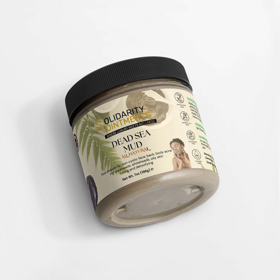 Dead Sea Mud natural skincare jar with mineral-rich formula for rejuvenating skin care.