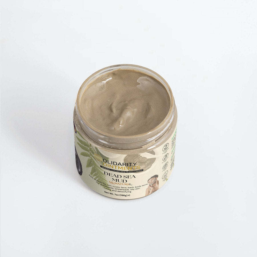 Dead Sea Mud in a jar, natural skincare product for rejuvenation, mineral-rich formula, 7 oz.