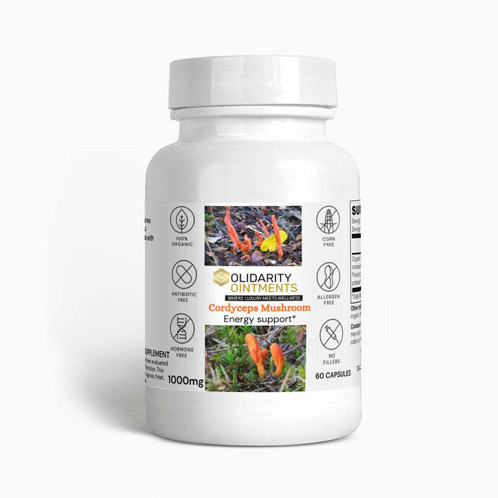 Cordyceps Mushroom Energy Support 60 Vegan Capsules - Organic Immune and Energy Boosting Supplement