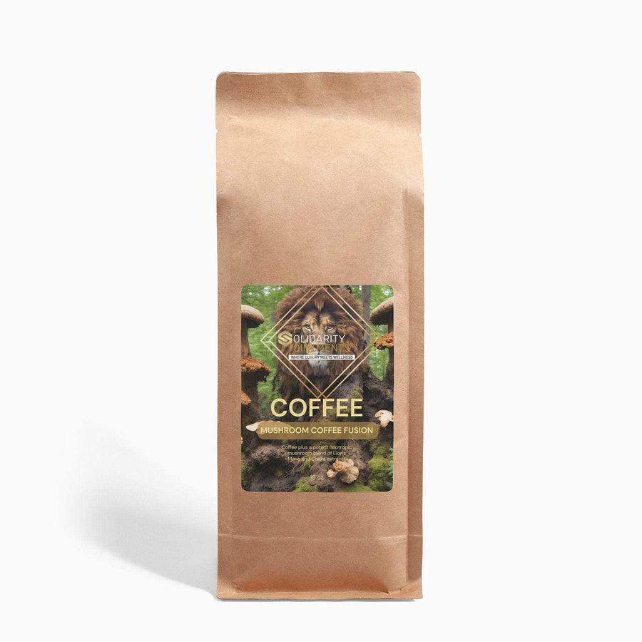 Mushroom Coffee Fusion with Lion's Mane & Chaga 16oz package.