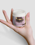 Recovery cream jar held in hand, premium skincare, 4 oz, USA-made.