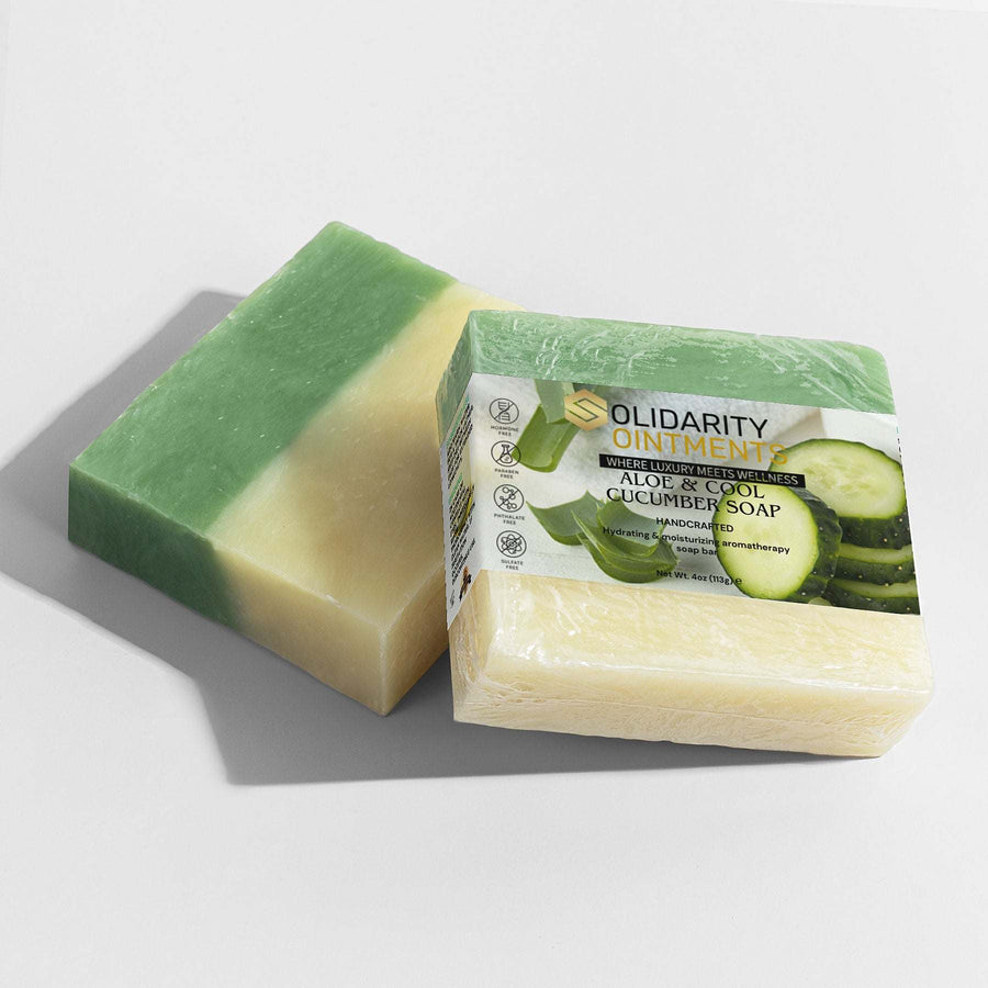 Aloe & Cool Cucumber Soap for sensitive skin, featuring aloe vera and cucumber for gentle hydration and a refreshing cleanse.