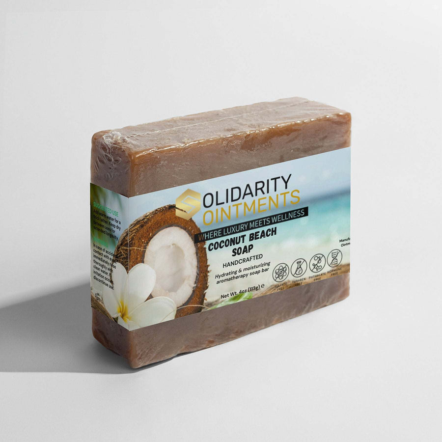 Coconut Beach Soap bar with organic oils and shea butter for sensitive skin.