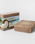 Coconut Beach Soap with tropical fragrance and organic ingredients for sensitive skin.