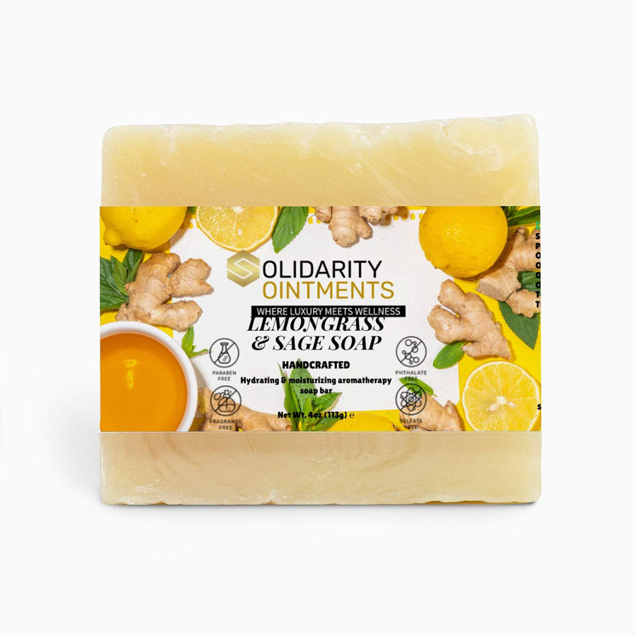 Lemongrass & Sage Soap bar with natural ingredients for sensitive skin.