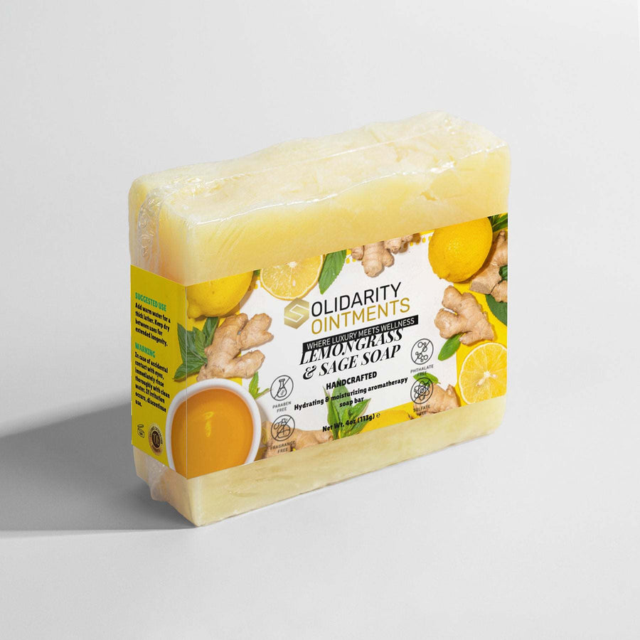 Lemongrass & Sage Soap bar with ingredients for sensitive skin, eco-friendly, and organic oils, 4 oz.