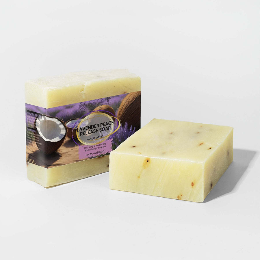 Lavender Peace Release Soap bar with soothing lavender essence for sensitive skin.